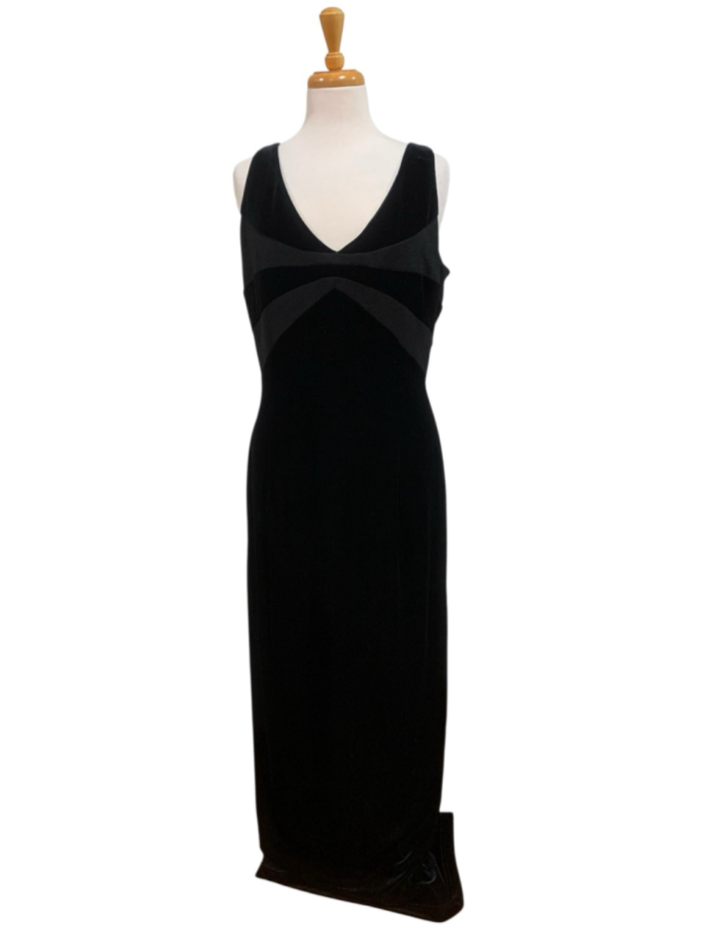 90’s Women's Scott McClintok Black Velvet Sleeveless Formal Maxi Dress sz 14